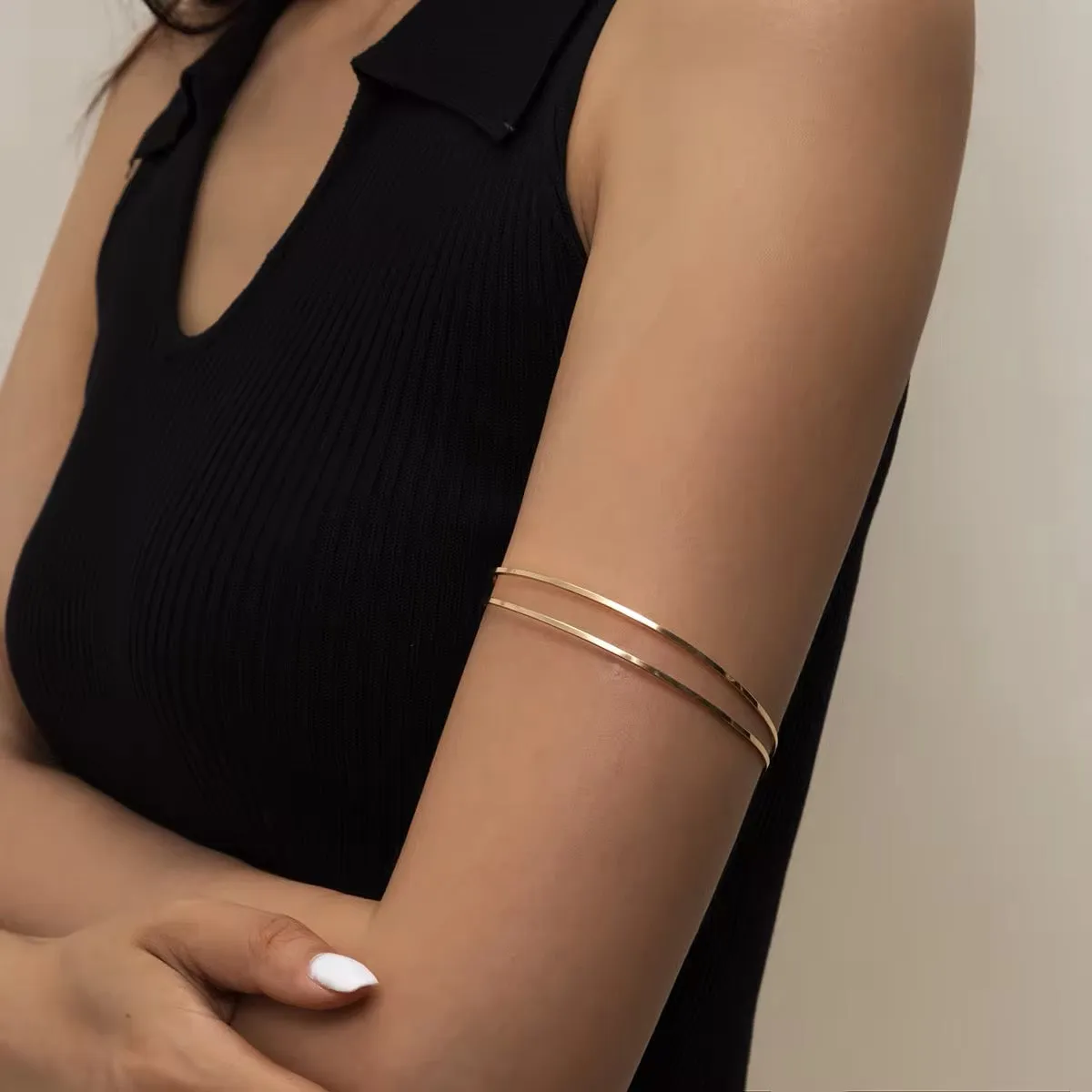 Simple Elegant Glossy Open Cuff Arm Bracelet