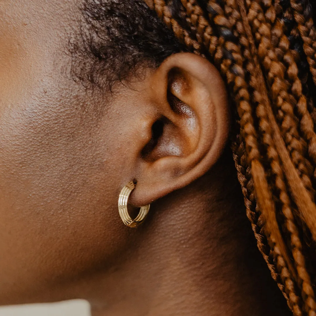 Solid Gold Bold Lines Hoops