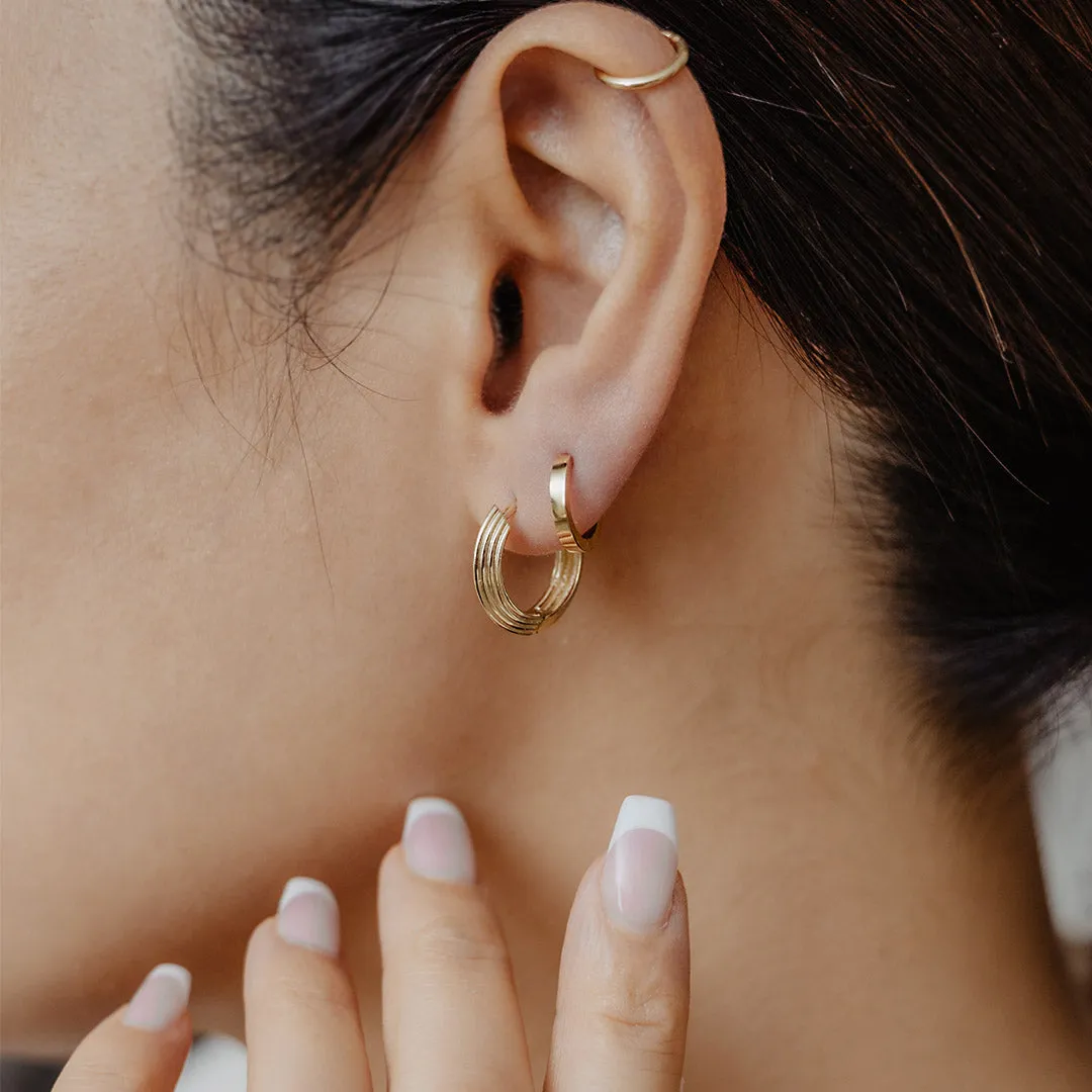 Solid Gold Bold Lines Hoops