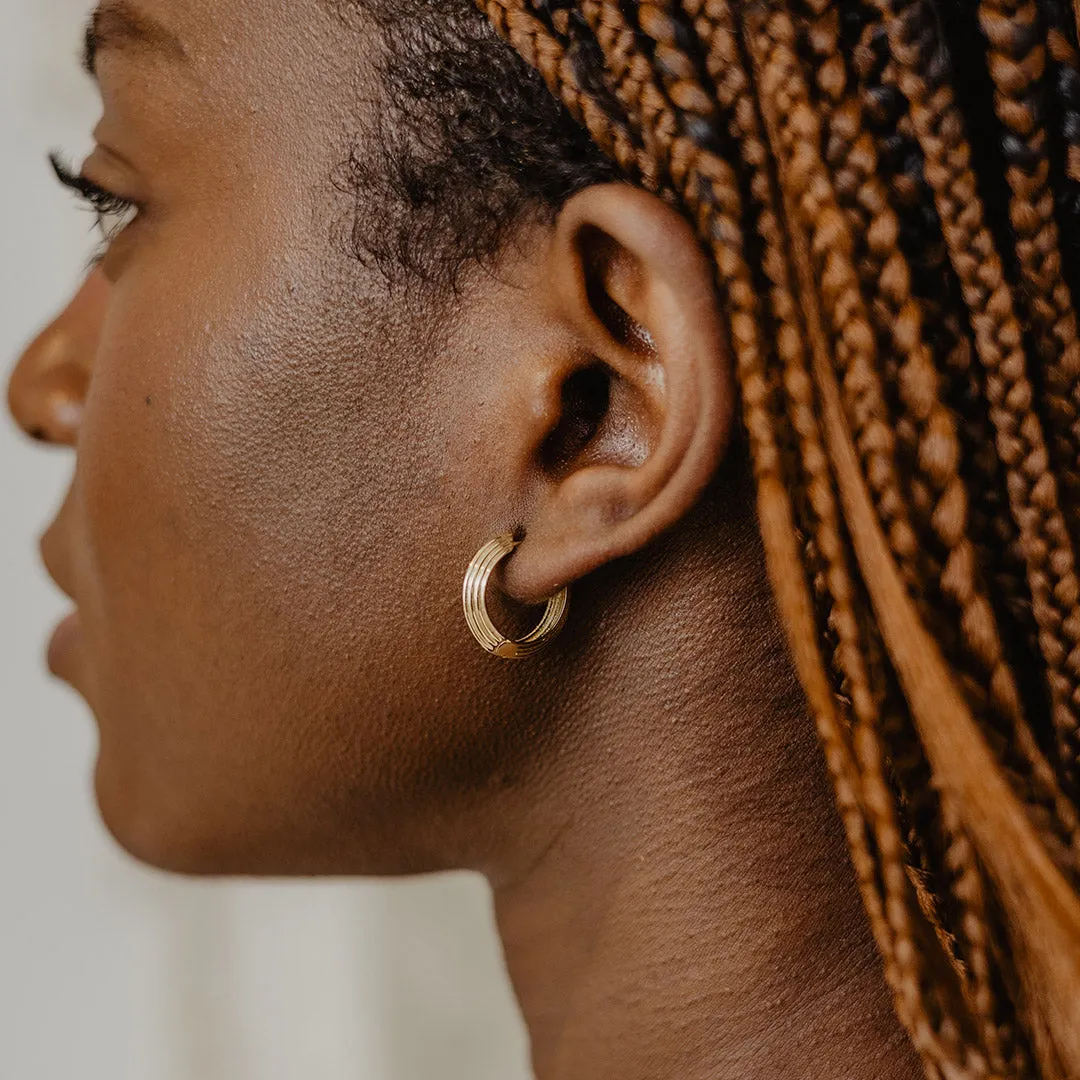 Solid Gold Bold Lines Hoops