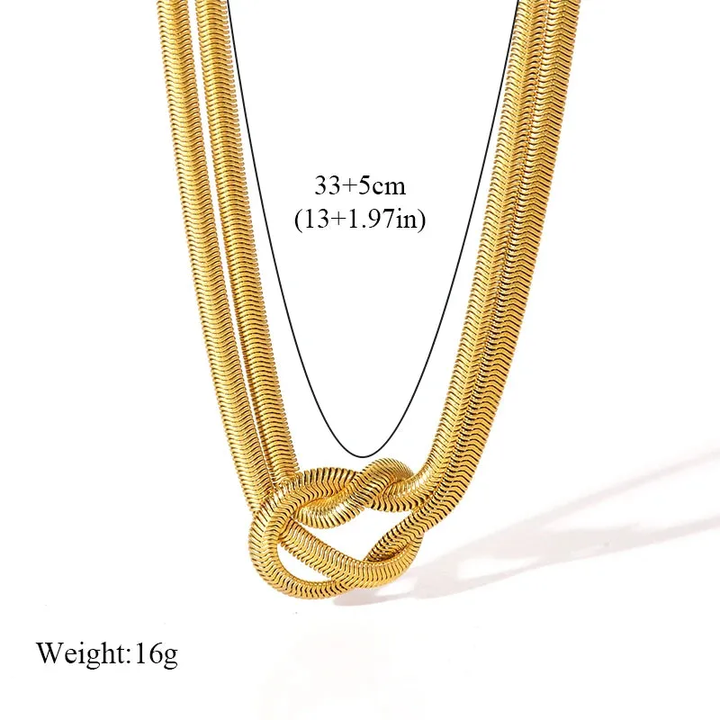 Stainless Steel Creative Knotting Waterproof Neck Chain Necklace Bracelet Jewelry Set