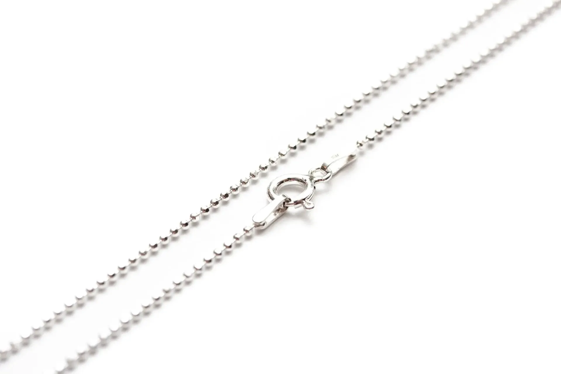 Sterling Silver Diamond Ball Chain - 21.6" (55cm) Necklace