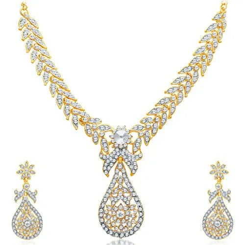Sukkhi Stylish Gold Plated AD Necklace Set for Women