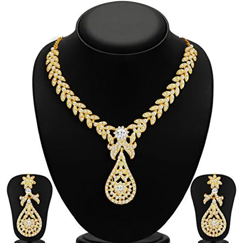 Sukkhi Stylish Gold Plated AD Necklace Set for Women