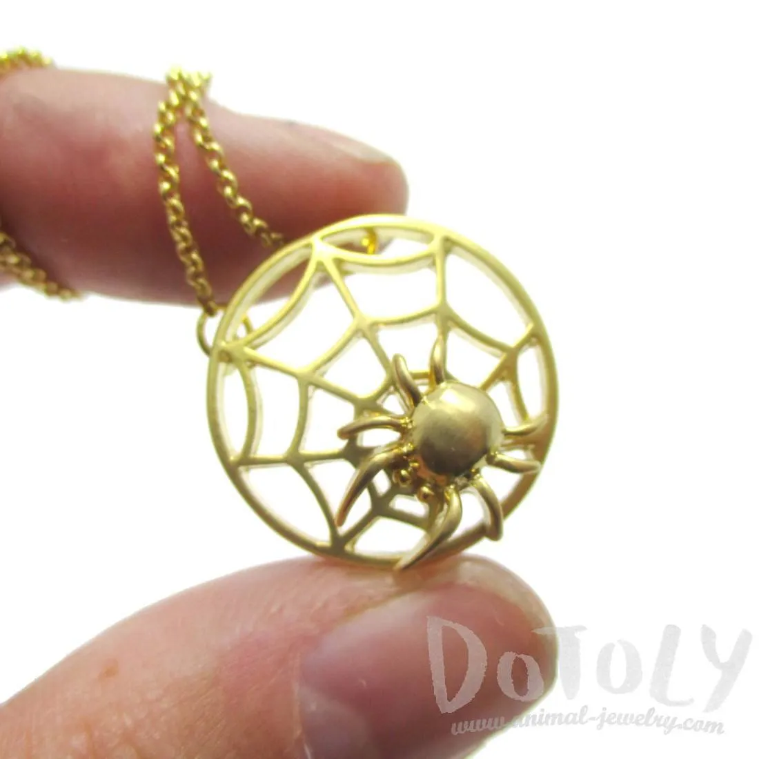 Tarantula Spider Web Shaped Pendant Necklace in Gold | DOTOLY