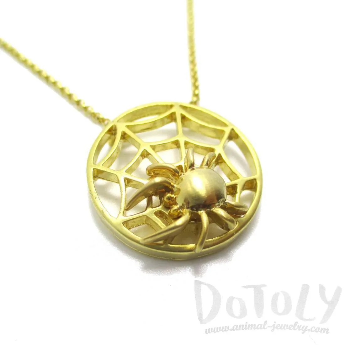 Tarantula Spider Web Shaped Pendant Necklace in Gold | DOTOLY