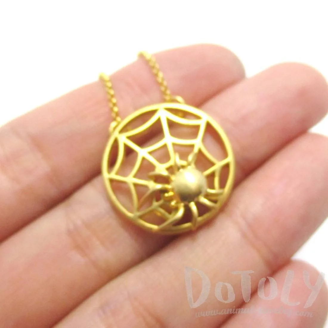 Tarantula Spider Web Shaped Pendant Necklace in Gold | DOTOLY