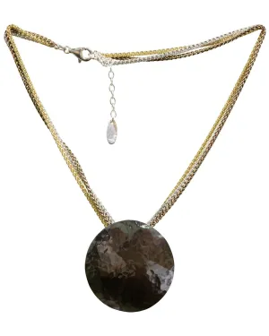 Triple Strand Silver Disk Necklace