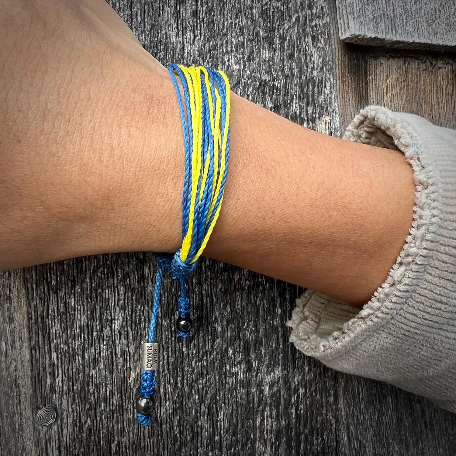 Ukraine Bracelet Blue Yellow Ukranian Flag Jewelry Handmade for Men Women and Kids by Rumi Sumaq