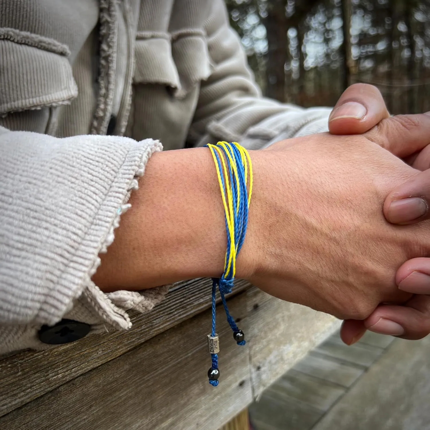 Ukraine Bracelet Blue Yellow Ukranian Flag Jewelry Handmade for Men Women and Kids by Rumi Sumaq