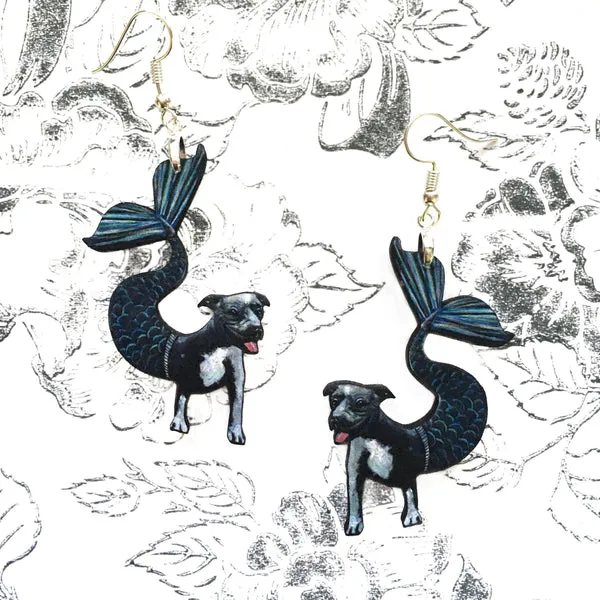 Unleash Whimsy with Pitbull Mermaid Earrings: Sustainable & Handmade