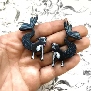 Unleash Whimsy with Pitbull Mermaid Earrings: Sustainable & Handmade
