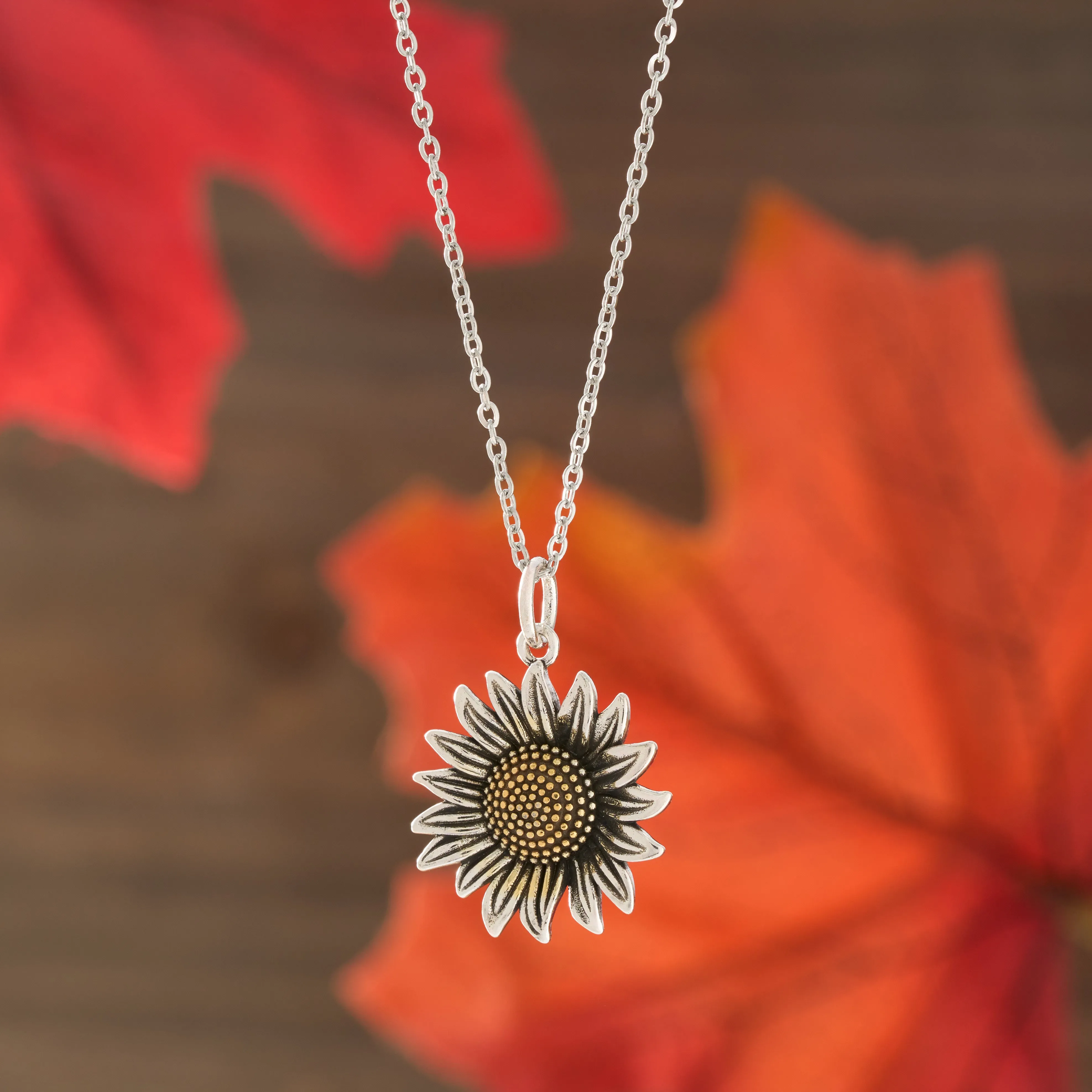 Vintage Sunflower Necklace - Gold Center