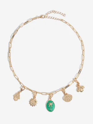 Westside Accessories Gold Multi Charm Chain Necklace