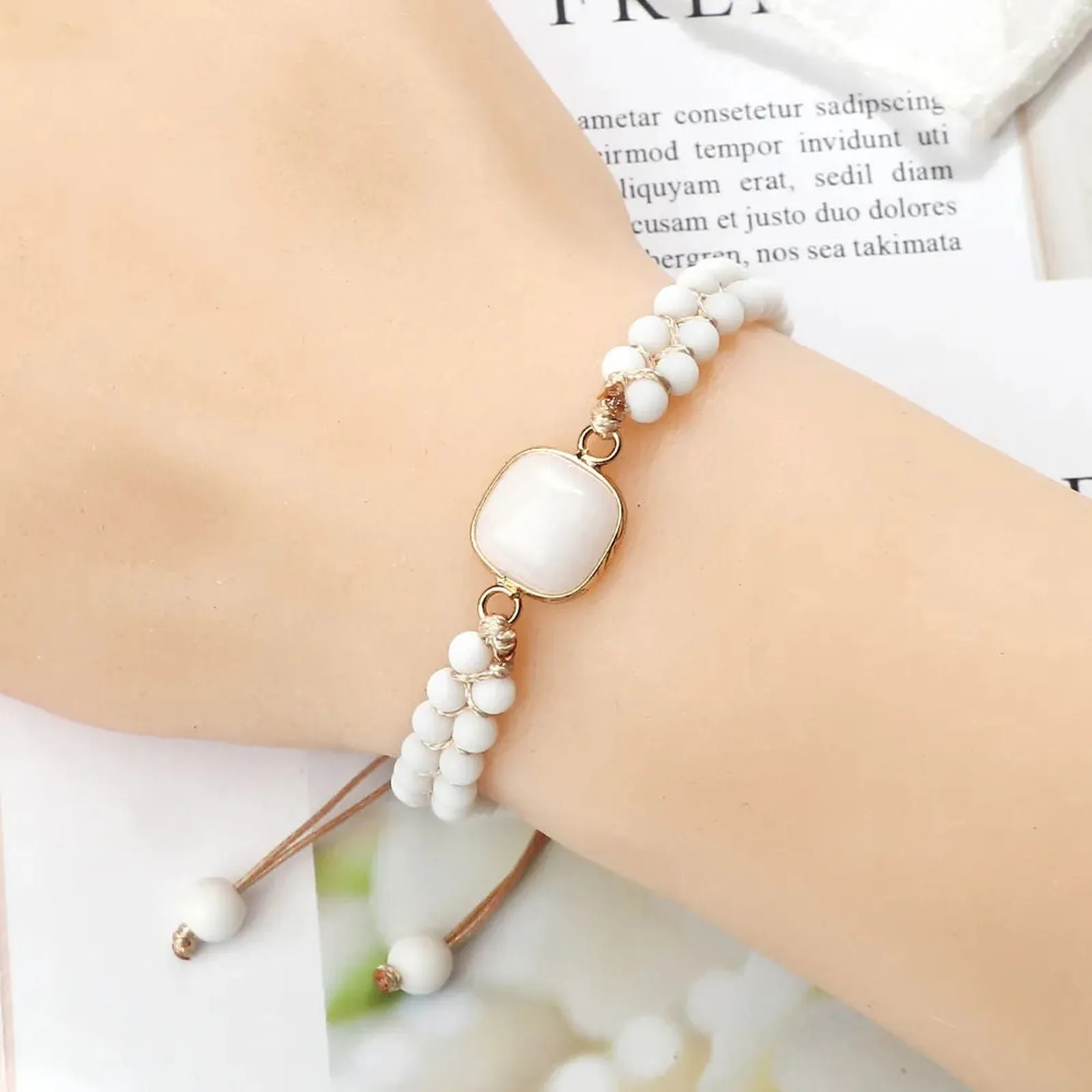 White Stone Shapes Bracelet