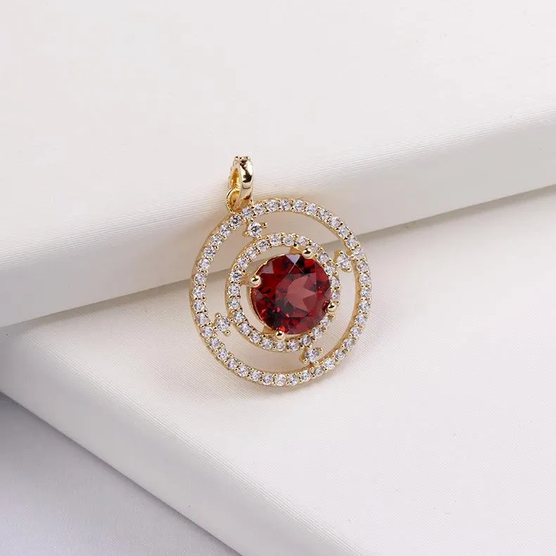 Women's Fashion Garnet Pendant Necklace