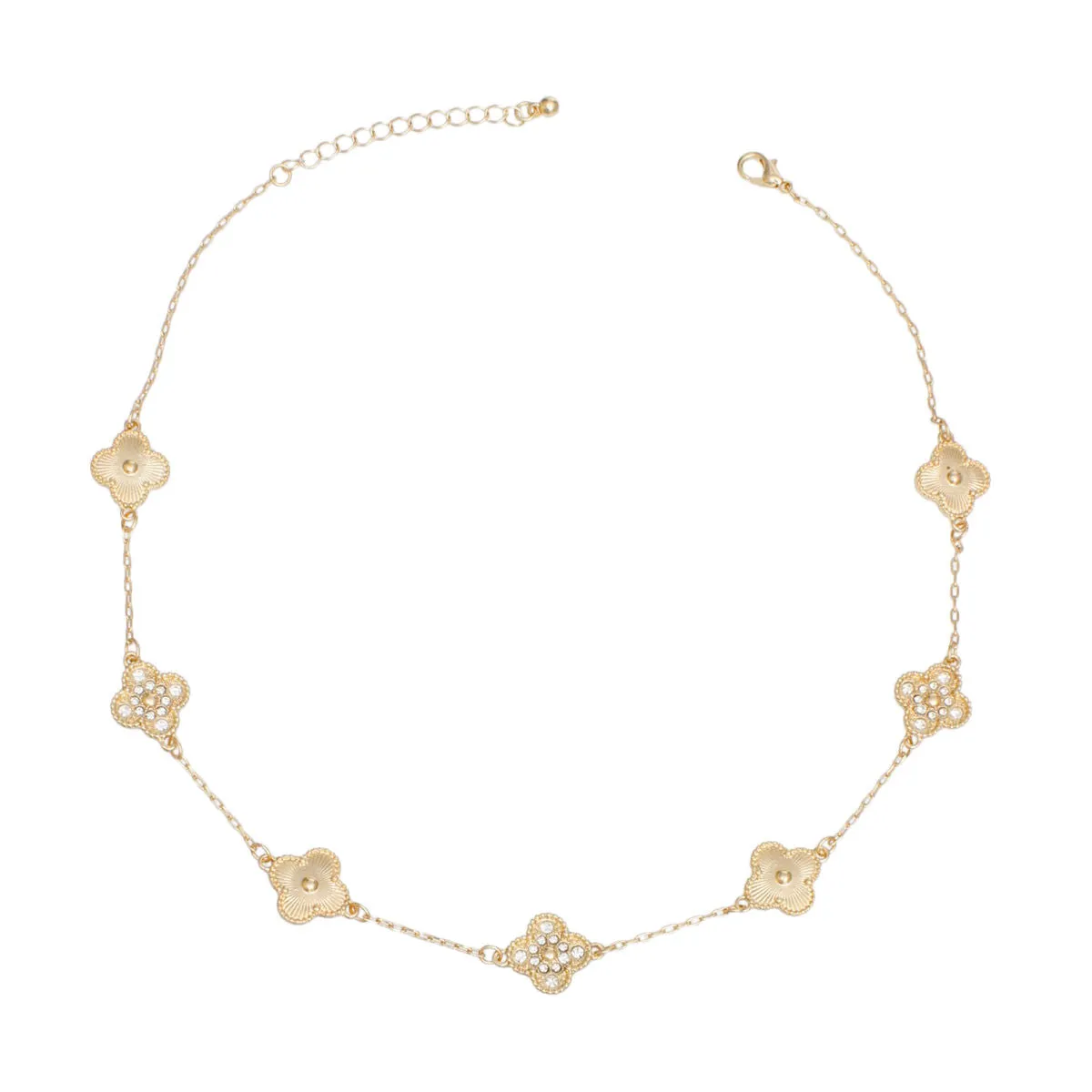 Women's Pendant Necklace – Gold-Tone Clover Elegance