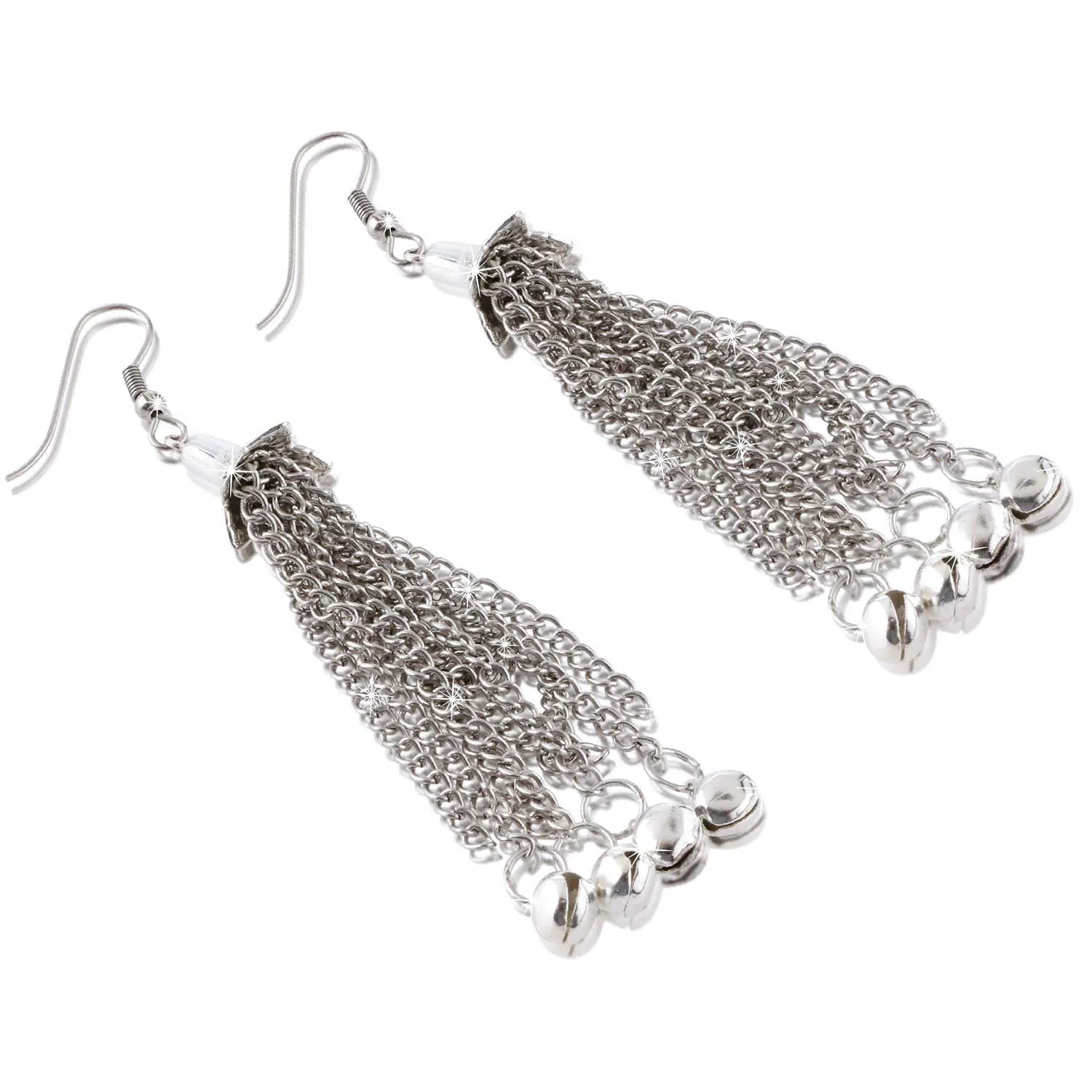 Yellow Chimes Stylish Crafted Lotus Theme Silver Necklace Set with Earrings Oxidized Jewellery Sets for Women and Girls