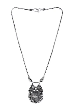 Yellow Chimes Traditional Artistic Peacock Design Afghani Style German Silver Oxidized Antique Necklace Women and Girls